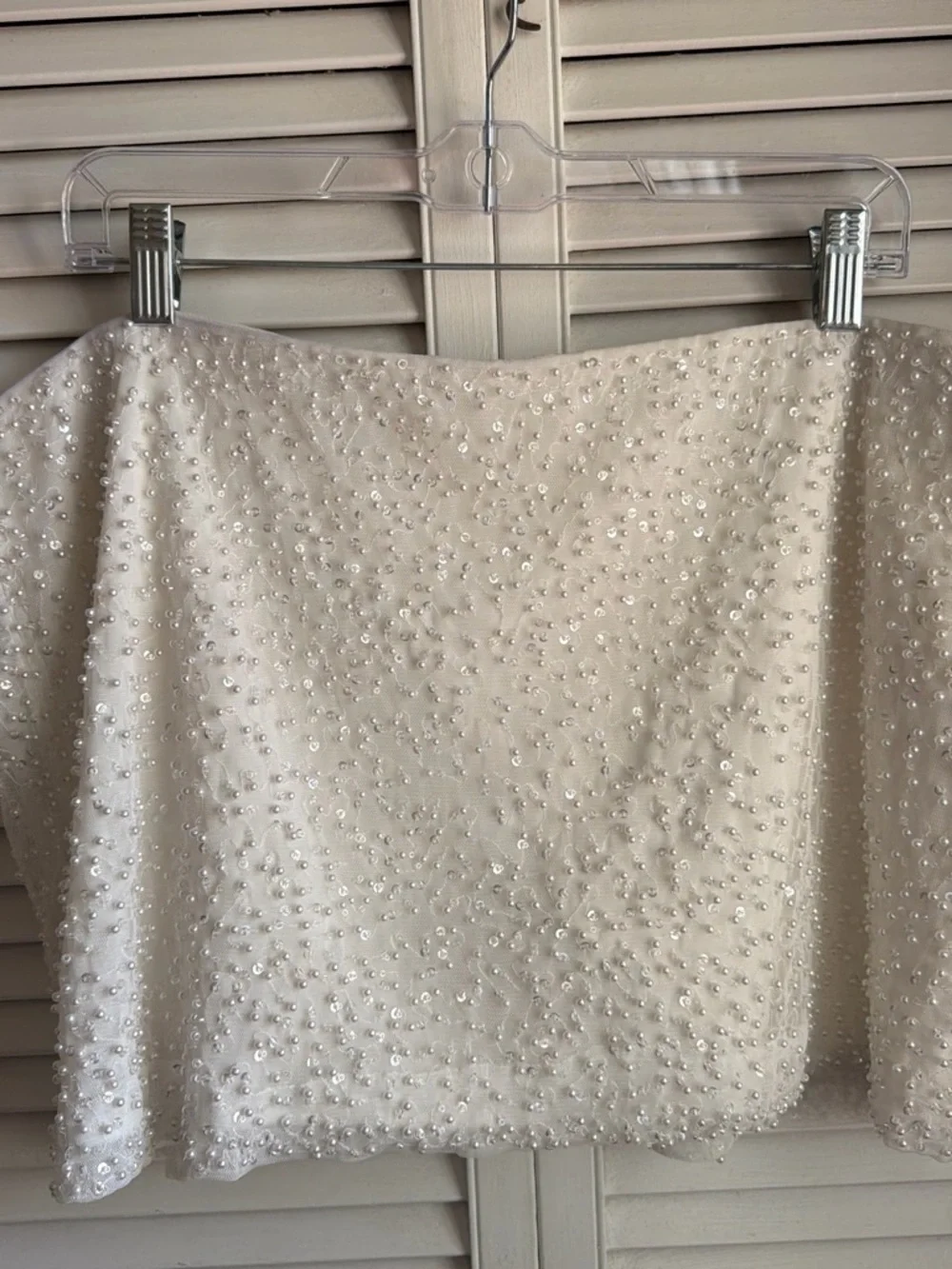 Abercrombie & Fitch Scarlett Mid Rise Beaded White Mini Skort